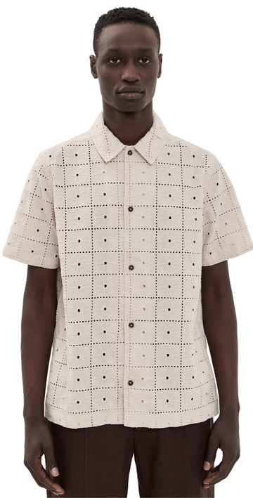 Les Deux Hector Anglaise Short Sleeve Shirt Light Sand XXL