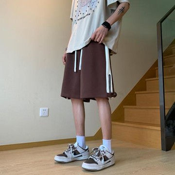 美式短褲男設計感拉鏈工裝褲子夏季潮牌復古休閑褲直筒寬松五分褲