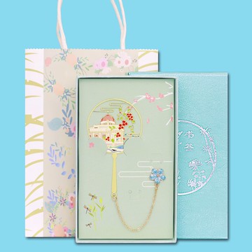 鼓浪嶼書簽特色中國古典金屬扇子景點文創禮品送老師同學小清新禮物免費刻字U盤簽字筆