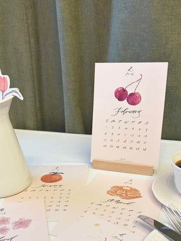 2026 木座桌曆 小清新插畫配合書法設計