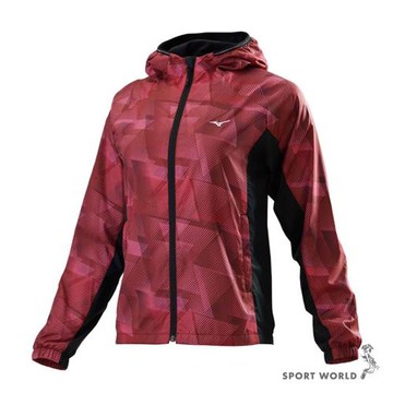 MIZUNO 美津濃 女 外套 連帽 發熱內裡 保暖 拉鍊口袋 紅 32TE275363