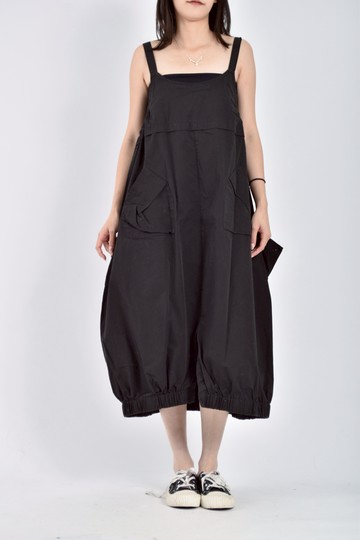 (S) 2yeon質感吊帶寬肩帶黑色洋裝