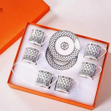 濃縮咖啡杯骨瓷高顏值黑線水杯高檔英式小奢華下午茶杯碟套裝外貿