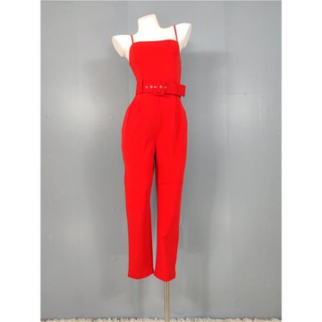 外貿單ins小眾吊帶高品質優雅氣質高挑顯瘦方領百搭連體褲 配腰帶