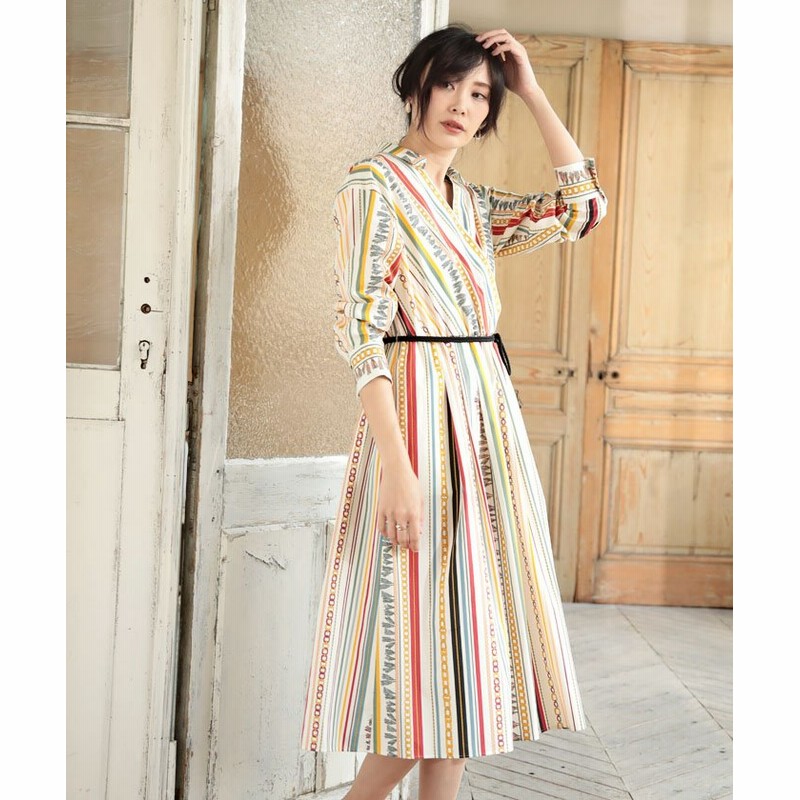 アナイ アウトレット チェーンストライプカシュクールワンピース レディース ホワイト 38 Anayi Outlet 通販 Lineポイント最大1 0 Get Lineショッピング