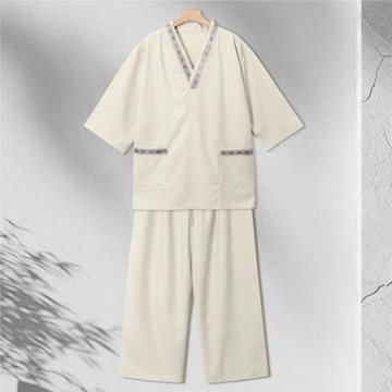 長款美容院貢麻汗蒸服女套裝桑拿服男大碼浴衣足療洗浴家居睡衣