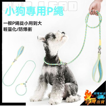 【台灣出貨】寵物牽引繩 狗狗牽引繩 小狗p鏈 p繩 反光訓練牽引繩 防爆衝 打結 專用訓犬狗繩