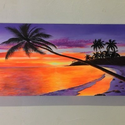 アジアン ハワイ 夕日 ヤシの木 ビーチ アートパネル 絵画 リゾート 南国 アジアン ハワイ 夕日 ヤシの木 ビーチ アートパネル 絵画