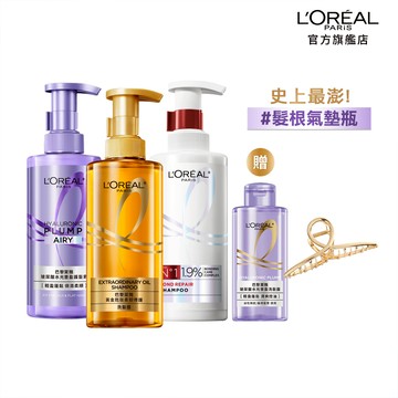 巴黎萊雅 黃金胜肽柔韌修護/玻尿酸水光豐盈/髮芯修護 洗髮露/護髮素 440ml 3入組+贈品 | 官方旗艦店