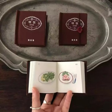小紅書衕款創意喫飯複古風插畵本高顔值筆記本手帳裝飾diy素材本