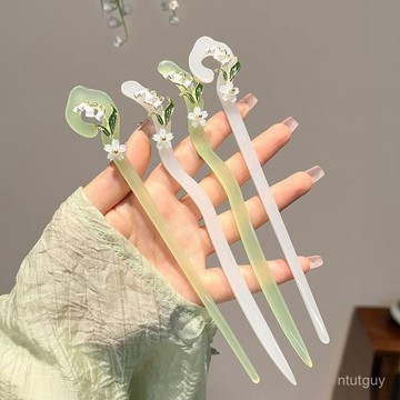 超僊鈴蘭花中式清冷高級複古髮簪馬麵裙新中式後腦勺盤髮簪子 SVOY 萬嘉