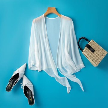 甜美真絲小披肩仙女衫短款罩衫 夏蠶絲空調衫防曬遮陽衫