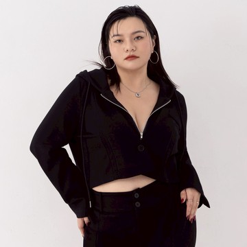 【PolyLulu】 設計連帽雲朵棉長袖外套 MUA! 中大尺碼外套