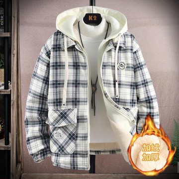 翻領男士羊羔毛夾克2025冬季加絨加厚新款潮流純色百搭加大碼外套