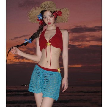 海邊必備🍋 比基尼三件套分体泳衣女辣妹纯欲风性感绝美海边度假泰式独特漂亮 性感泳衣 泳衣 女