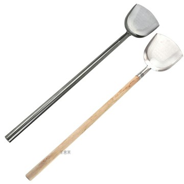 楓林宜居 不銹鋼大鏟頭加長木柄鋼柄大鍋鏟大號長柄鏟頭加厚食堂餐廳烹飪鏟