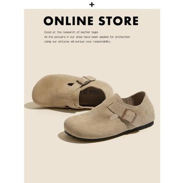 尼莫家 真皮三喜同款勃肯鞋女厚底2025秋季加絨釣魚博肯全包單鞋