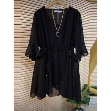 2025新款中長款雪紡衫女夏裝媽媽時尚洋氣上衣大碼遮肚子打底小衫