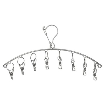 生活King 不鏽鋼 晾襪架 8夾 防風襪子夾 內衣夾 曬衣夾  1組  銀色