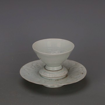 宋 湖田窯影青暗刻杯子盞 仿古景德鎮出土老貨博古架裝飾軟裝擺件