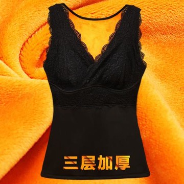冬季加厚保暖背心女加絨高彈塑身上衣美體修身托胸無袖打底衫內衣
