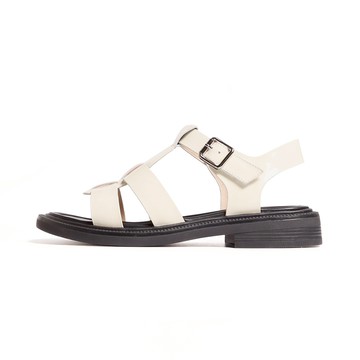 KOKKO率性舒適亮漆皮漁夫編織涼鞋白色