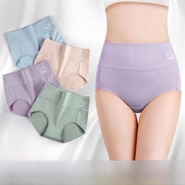全棉抗菌高腰收腹石墨烯女士內褲透氣加肥大碼純棉中腰仰菌三角褲