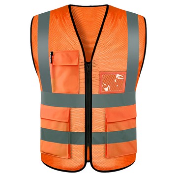 多口袋反光背心  64 x 58cm  螢光橘  1件