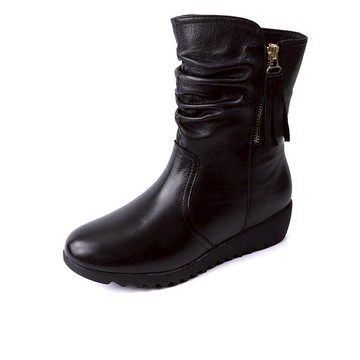 『絕版特賣★3折起』GREEN PINE慵懶周末皺皺拉鍊楔型短靴 黑色 (00861258)