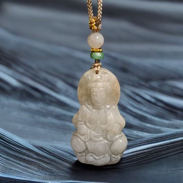 白翡翡翠寶瓶觀音菩薩項鍊 | 天然緬甸玉翡翠A貨 | 送禮