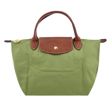 [平輸版]LONGCHAMP LE PLIAGE系列短把再生尼龍摺疊水餃包(小/苔蘚綠)真品平輸
