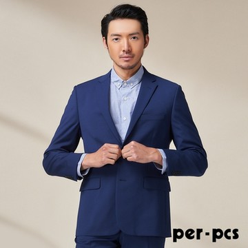 per-pcs商務沉穩條細格西裝外套_藍(720303)