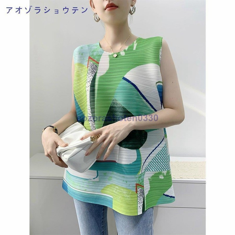 ブラウス トップス Tシャツ レディース きれいめ 大きいサイズ 半袖 タンクトップ アコーディオン カラフル ホワイト グリーン オレンジ 美人 ブラウス トップス Tシャツ レディース きれいめ 大きいサイズ