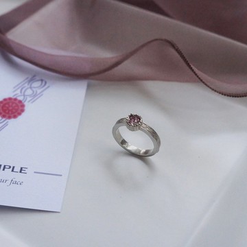 粉色尖晶石戒指 925銀