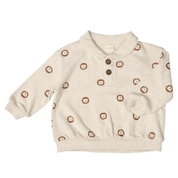 akachan honpo - 長袖新月領休閒上衣-淺卡其色