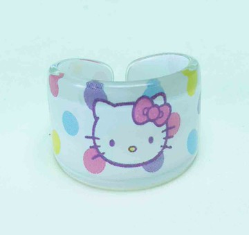 【震撼精品百貨】Hello Kitty 凱蒂貓 塑膠戒指-白 震撼日式精品百貨