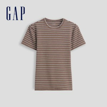 【GAP】CloseKnit細織棉質T恤-棕色條紋(544347)