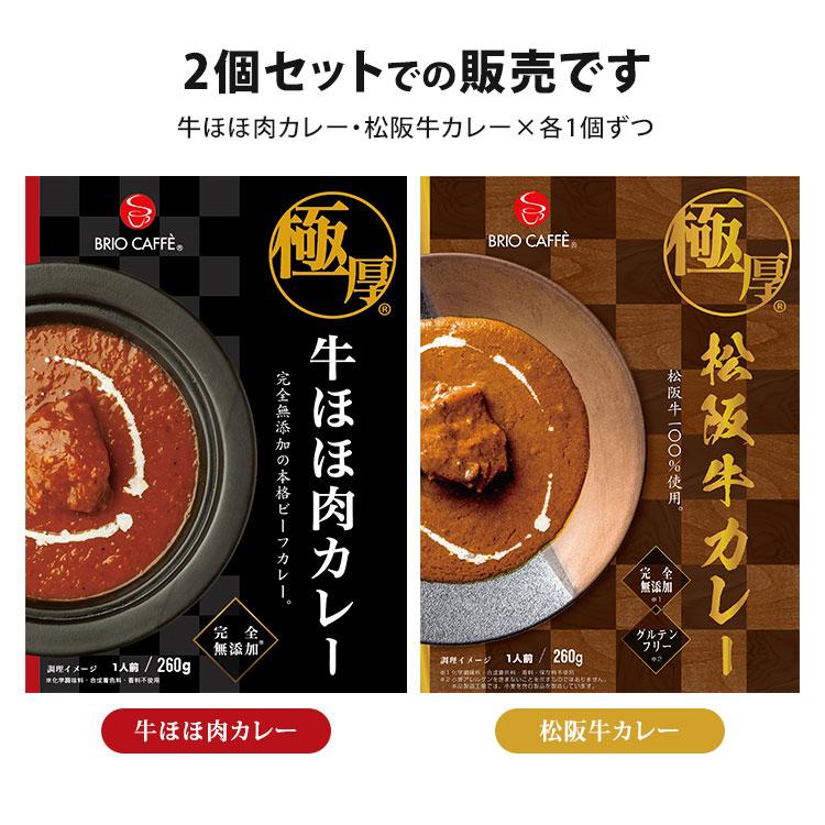 極厚　牛ほほ肉カレー＋松阪牛カレー　2種セット　（260g×2）　ブリオカフェ　レトルトカレー　　食品A（DM）