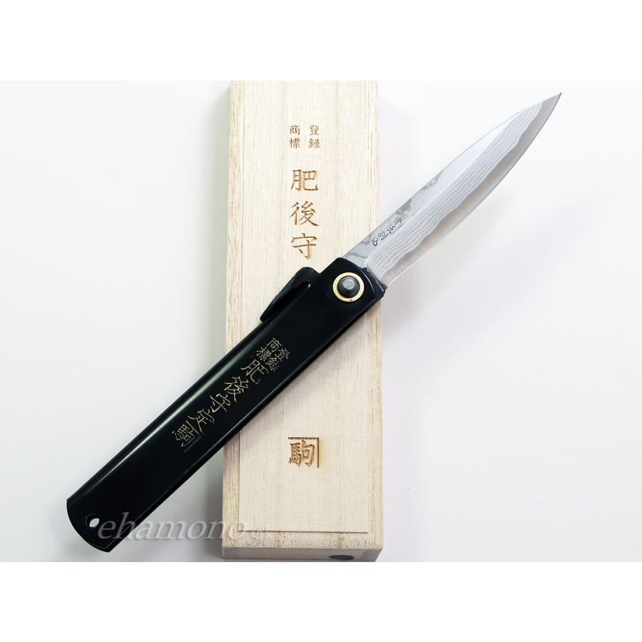 肥後守　多層鋼青紙割込　特大　プレミアム-黒鞘5〜Nagao Higonokami Damascus