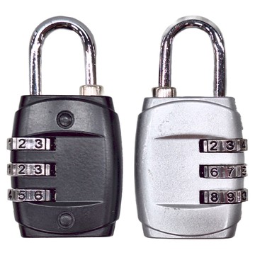 WIDE VIEW 行李箱三位密碼鎖2入組(800113) 扁鎖  黑色 + 銀色  30 x 10 x 58mm