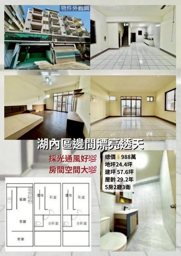 高雄湖內/優質四樓透天大五房車庫別墅/高CP值｜高雄市湖內區民生街