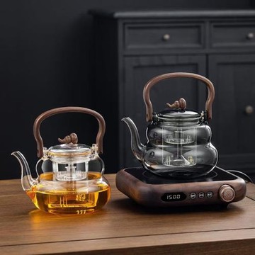 胡桃木煮茶爐煮茶器新款玻璃耐高溫燒水壺電陶爐專用煮茶壺泡茶壺