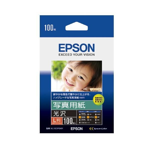 (まとめ) エプソン EPSON 写真用紙〔光沢〕 L判 KL100PSKR 1箱（100枚） 〔×10セット〕送料込み