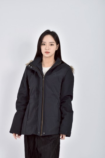 (M) non stop羽絨連帽黑色外套