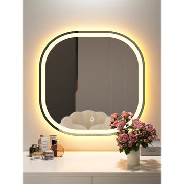 智能梳妝鏡臺式桌面化妝鏡壁掛臥室網紅免打孔帶燈方形梳妝臺鏡子