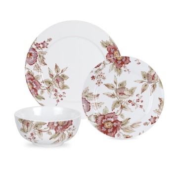 12件餐具碗盤組禮盒-紅玫瑰