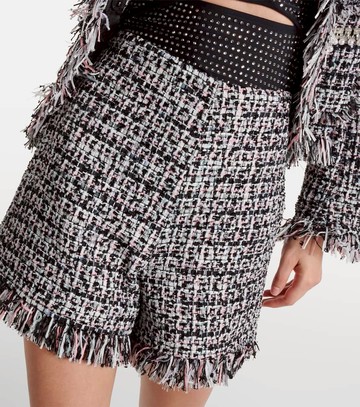 Self-Portrait Fringed high-rise bouclé shorts