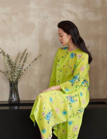 TAORAN女裝國風連衣裙盤扣中式禪意茶服女復古印花中長改良旗袍裙