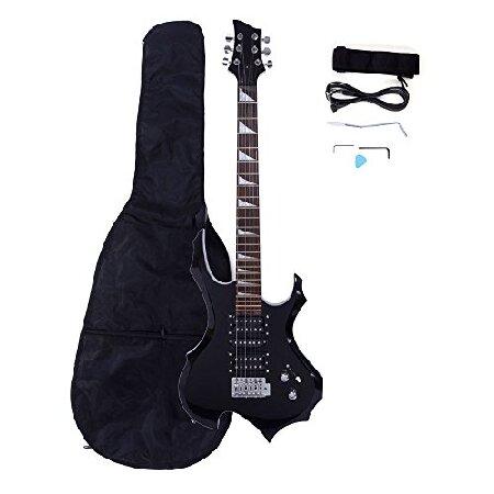 Novice Flame Shaped Electric Guitar Kit, 36 Inch Full Size Beginner Electric Guitar Starter Kit Fire Style Electric Guitar Flame Design Electric Guita