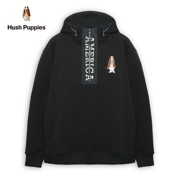 Hush Puppies 帽T 男裝簡約立體品牌英文刺繡狗寬鬆版帽T